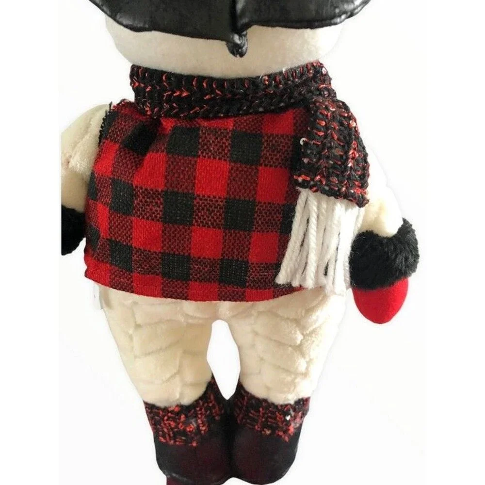 Christmas Snowman Plush Standing Decoration Buffalo Plaid 18